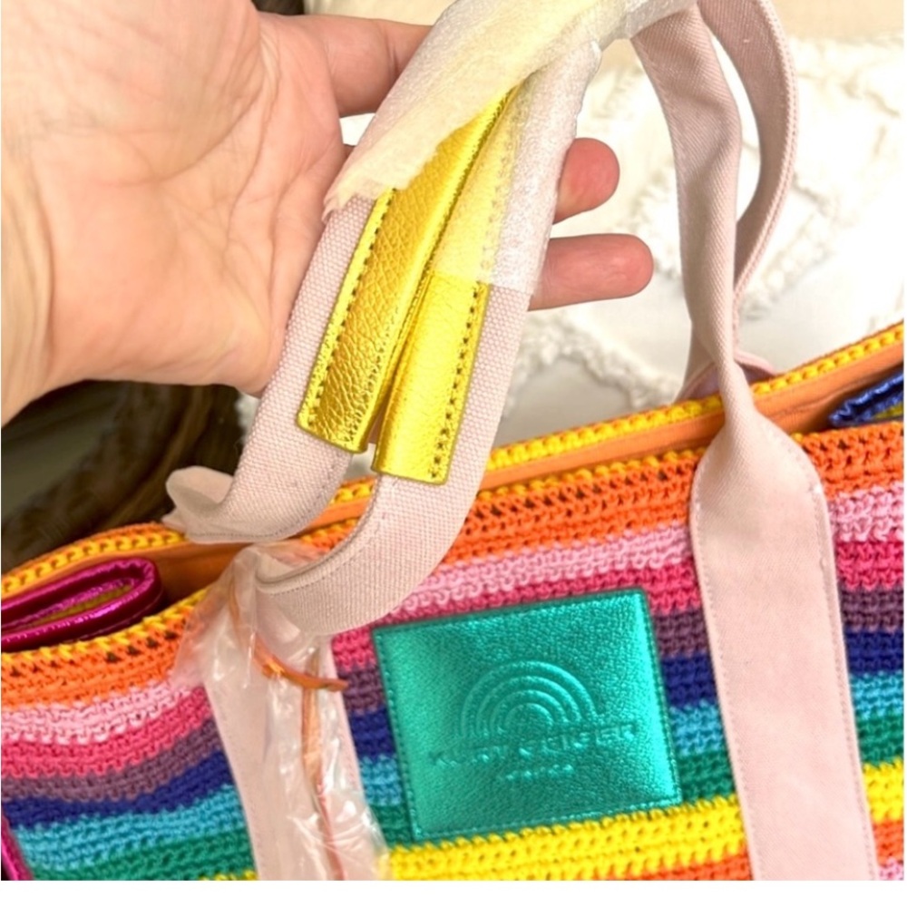 KURT GEIGER Southbank crochet rainbow large tote - Picture 5 of 16
